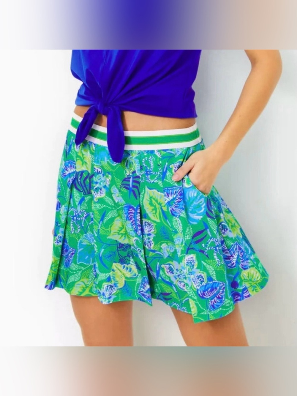 Lilly Pulitzer Silvana Skort Mini Skirt Pockets Luxletic Botanical Green Printed